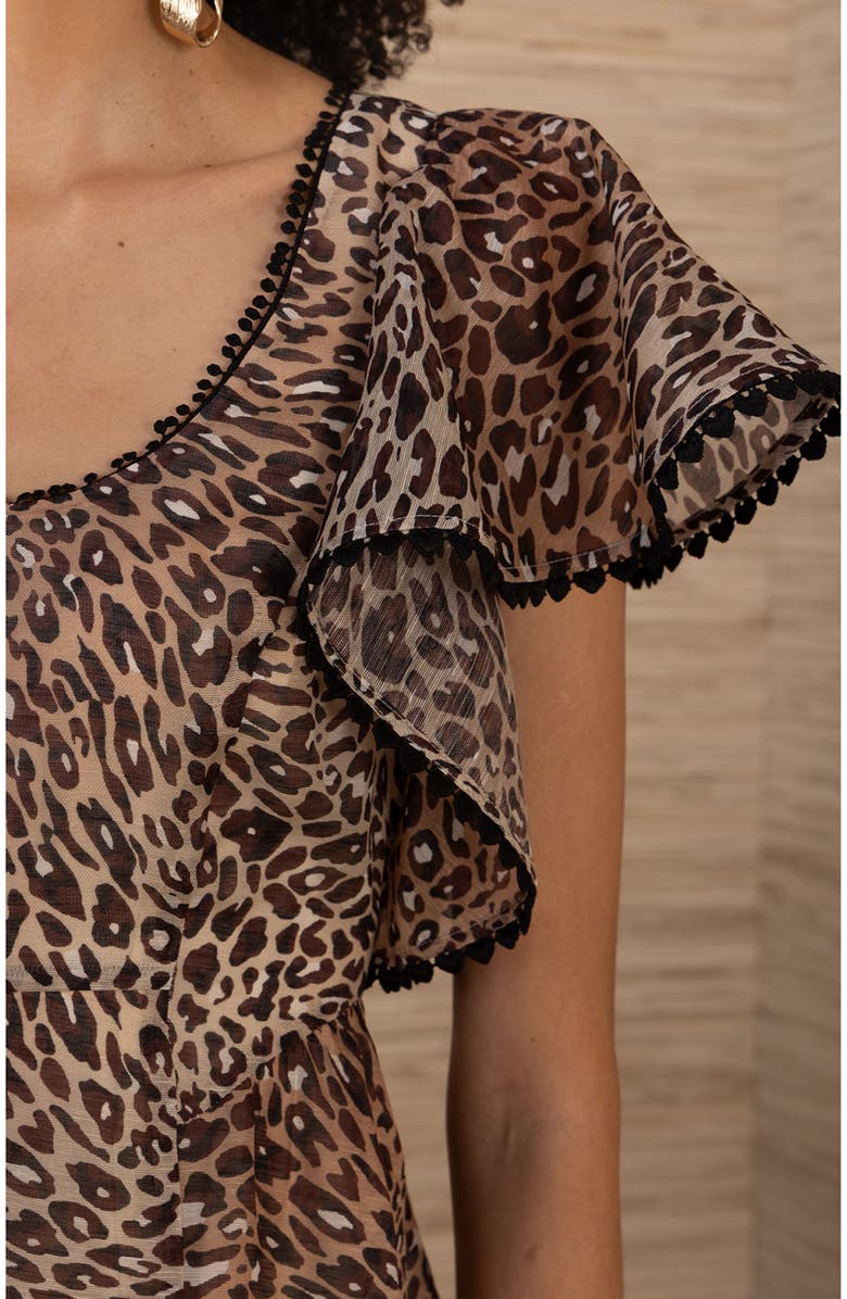 Hale Bob Euphemia Organza Dress, Alternate, color, Brown