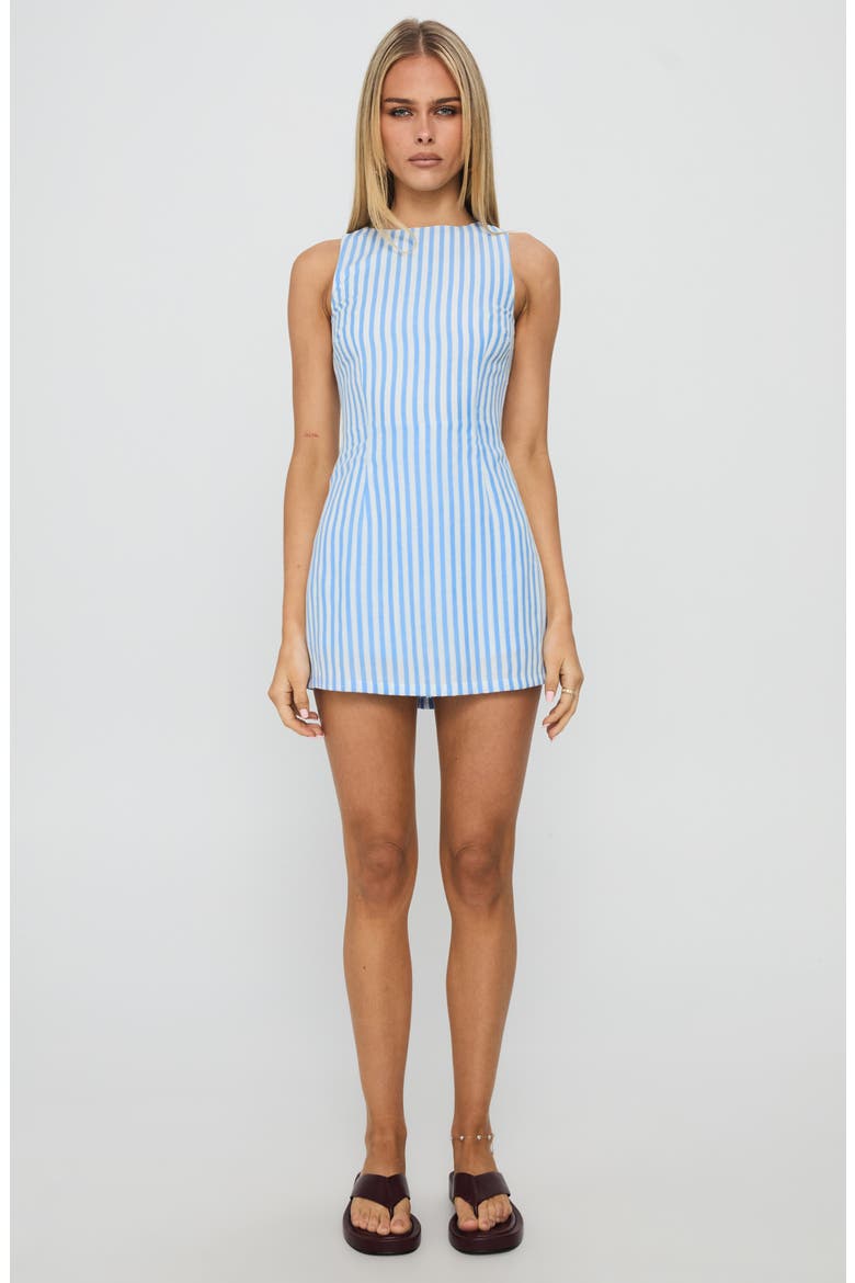 Yumiko Stripe Sleeveless Romper, Alternate, color, BLUE STRIPE