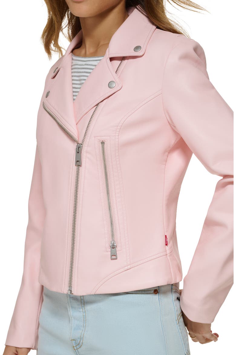 Faux Leather Moto Jacket, Alternate, color, ROSE QUARTZ