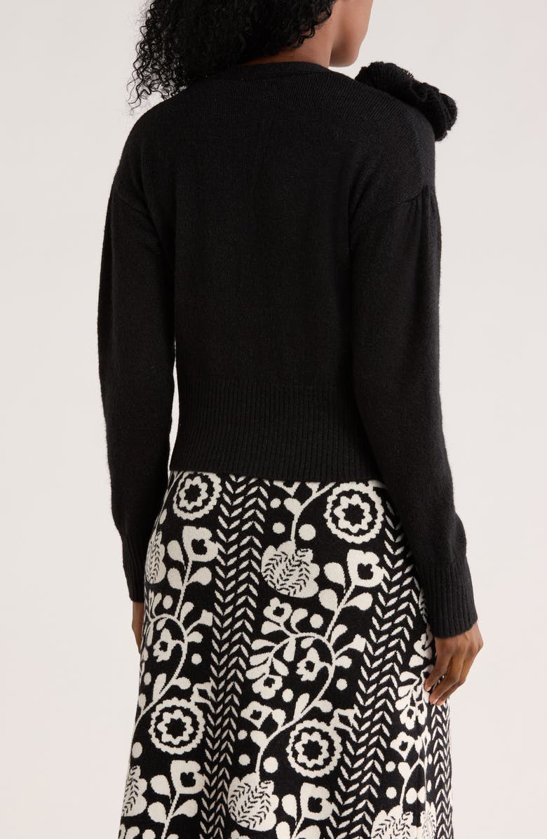 ELIE ELIE TAHARI Metallic Rosette Cardigan, Alternate, color, Black