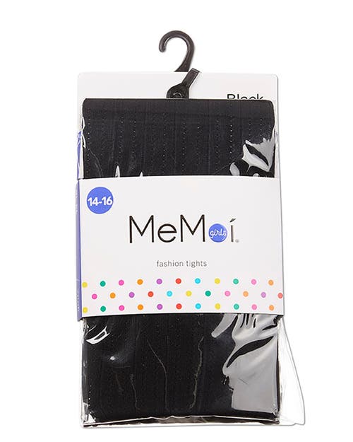 Memoi Kids' Railroad Pointelle Nylon Tights In Black