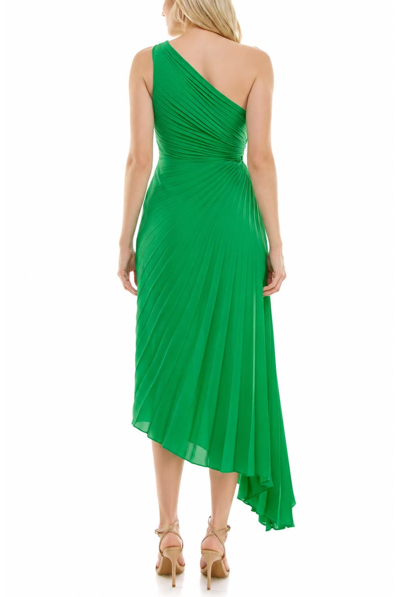 Pleated One-Shoulder Chiffon Asymmetrical Dress, Alternate, color, LILY PAD