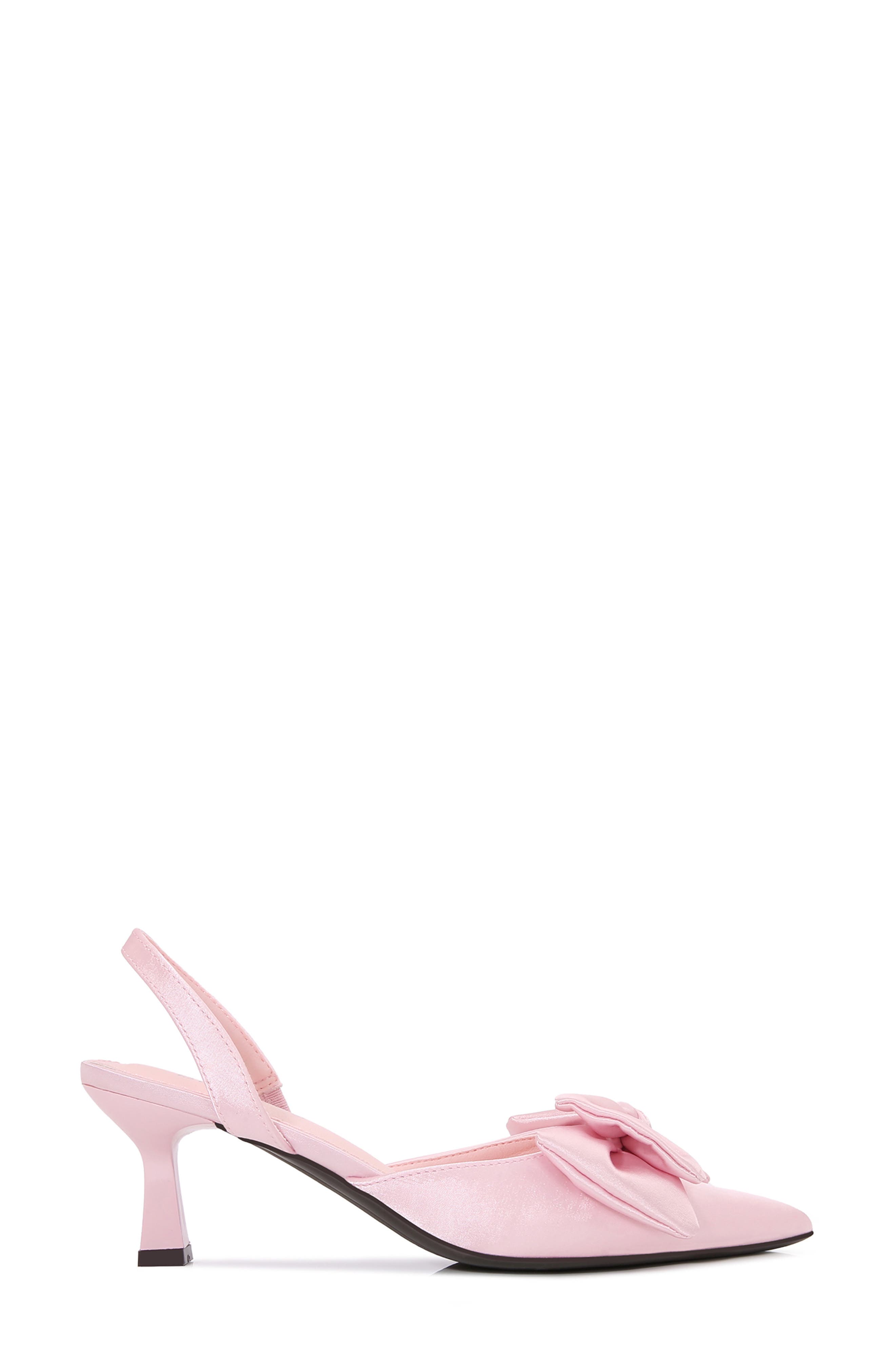 Michaela Bow Kitten Heel Pointed Toe Slingback Pump, Alternate, color, PINK