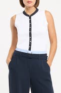 Cinq à Sept Beverly Embellished Rib Button-Up Top
