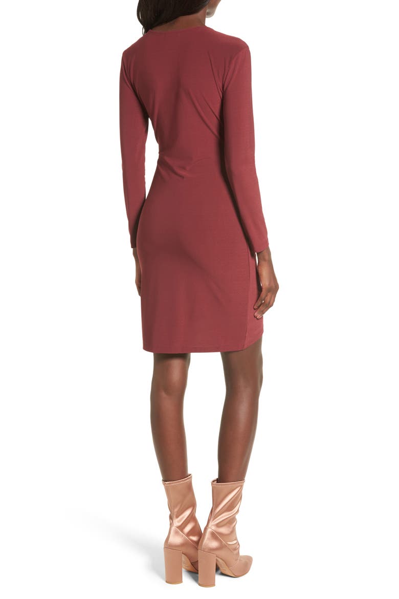 Ruched Sheath Dress, Alternate, color, RED TANNIN