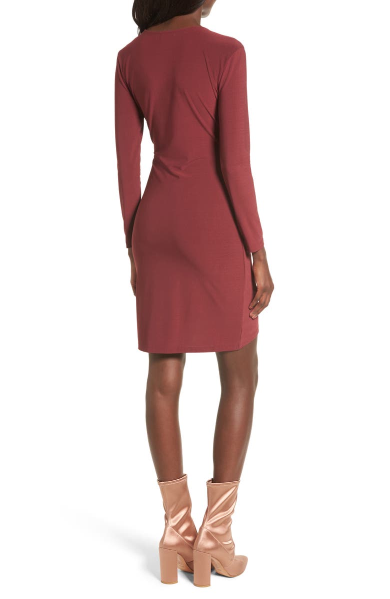 Leith Ruched Sheath Dress, Alternate, color, Red Tannin