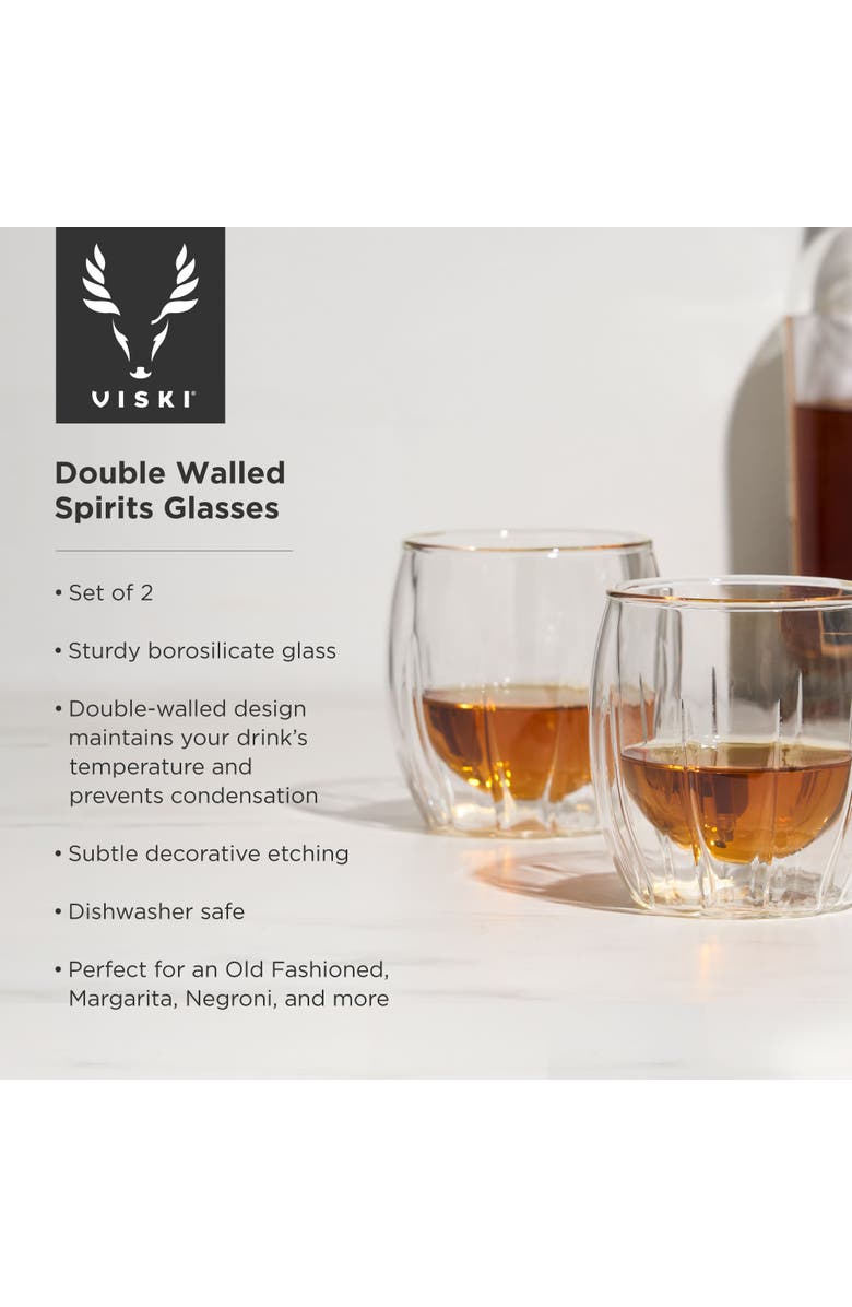 Viski Double Walled Spirits Glasses Set of 2, Alternate, color, Clear