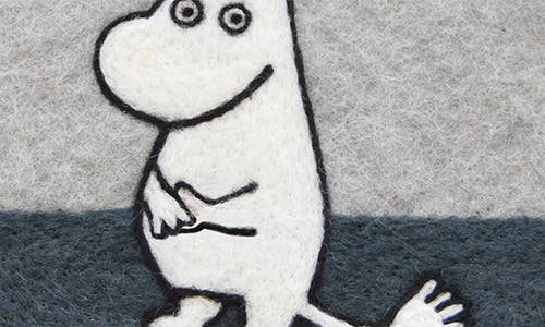 Klippan Moomin Handmade Felted Wool Pot Mats In Gray