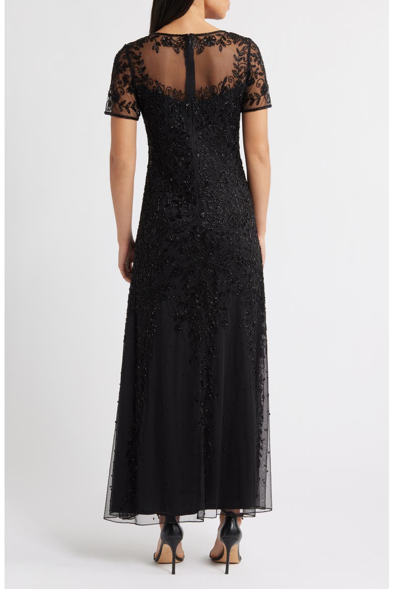 Beaded Chiffon Gown, Alternate, color, BLACK 001