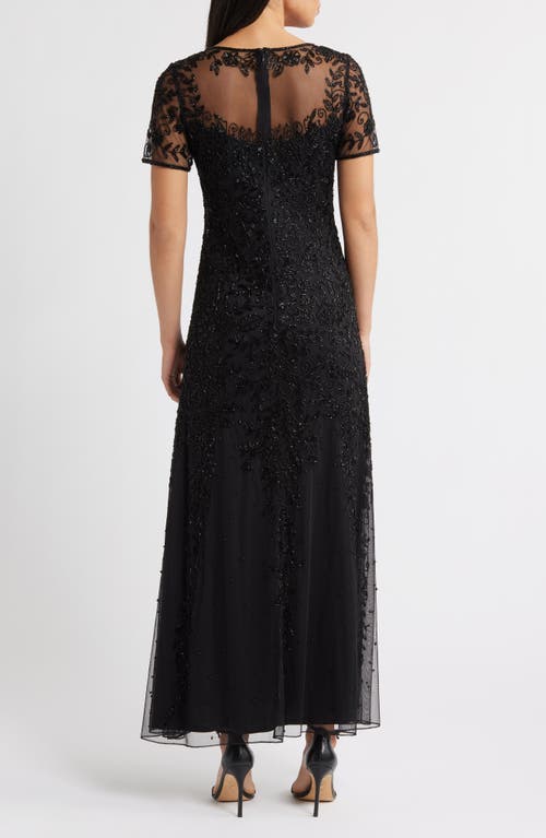 Pisarro Nights Beaded Chiffon Gown In Black
