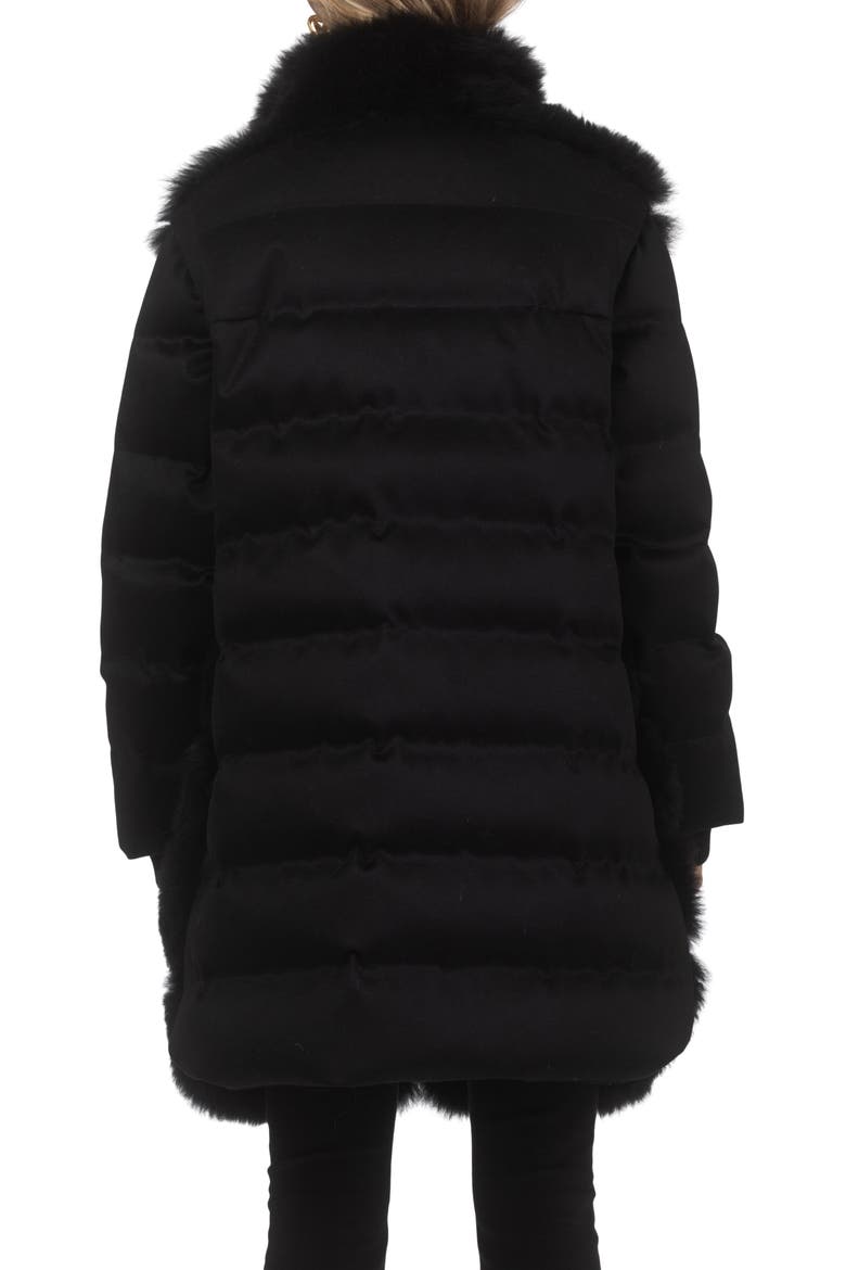 Genuine Shearling Diagonal Stroller with  Cashmere Back And Sleeves, Alternate, color, BLACK/BLACK