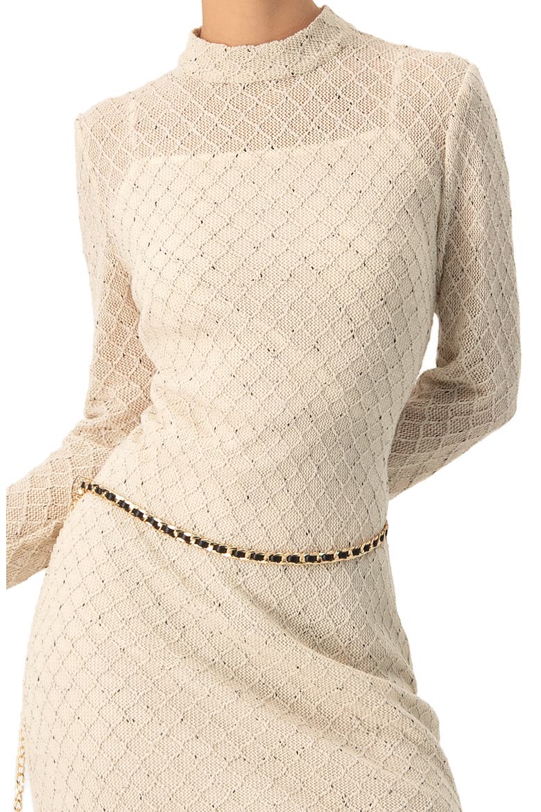 High Neck Knitted Long Dress, Alternate, color, Natural