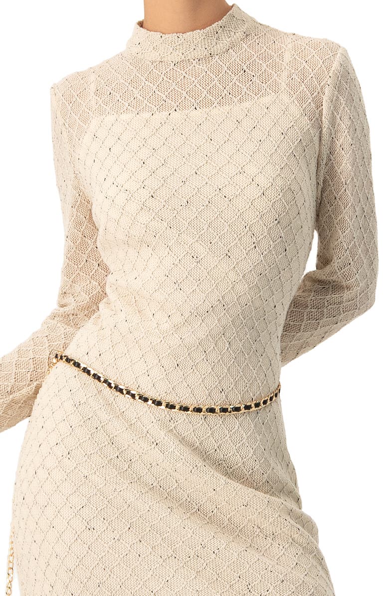 IVONNE High Neck Knitted Long Dress, Alternate, color, Natural