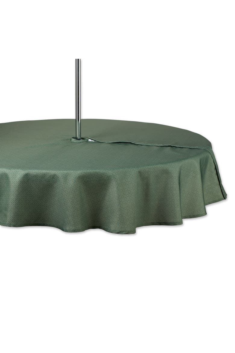 Tonal Lattice Print Outdoor Tablecloth With Zipper, Main, color, Artichoke Green
