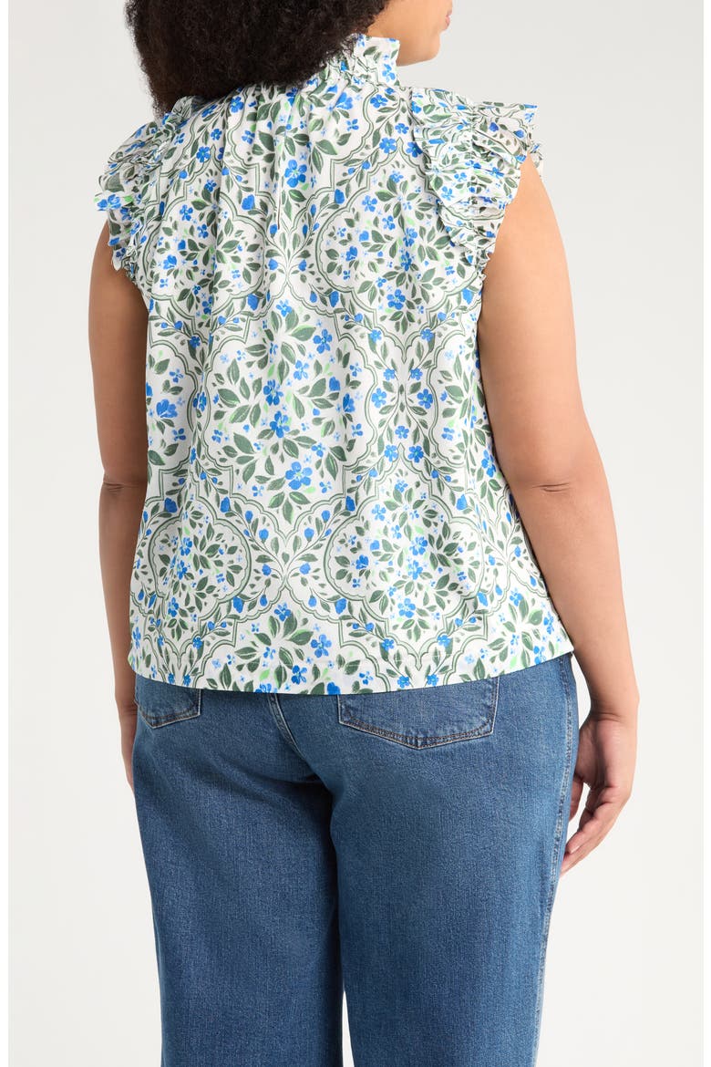 Hilo Floral Print Top, Alternate, color, WHITE/ BLUE/ GREEN