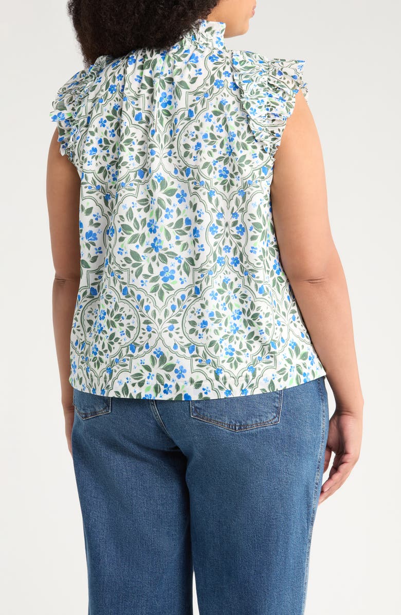 SUGARLIPS Hilo Floral Print Top, Alternate, color, White/ Blue/ Green