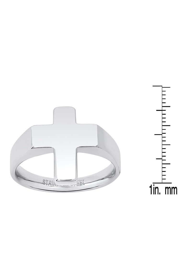 Men's Stainless Steel Cross Ring, Alternate, color, SILVER