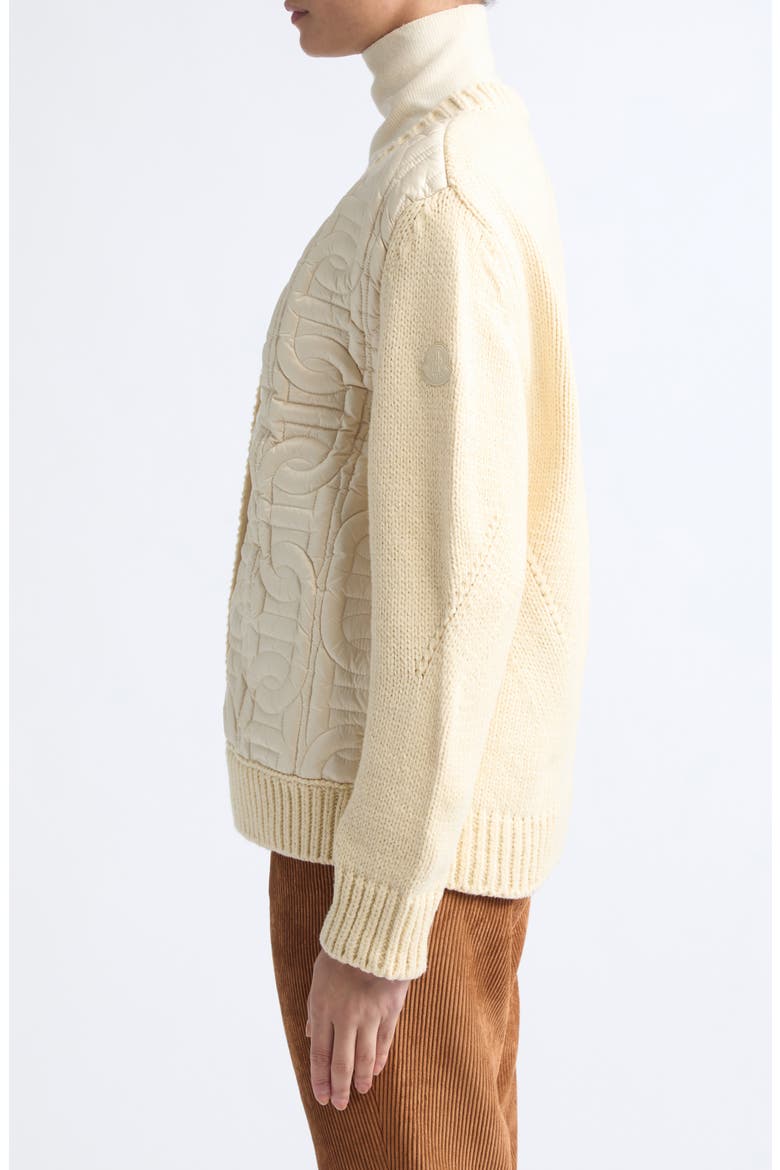 Mixed Media Chain Quilt Cotton Blend Cardigan, Alternate, color, BEIGE