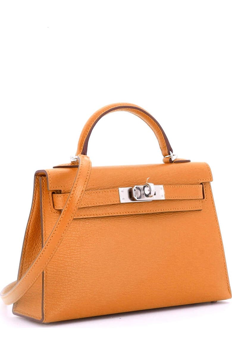 Pre-Owned Hermes Kelly Mini II Bag Verso Chevre Mysore with Palladium Hardware 20, Alternate, color, Verso - Apricot/Cuivre