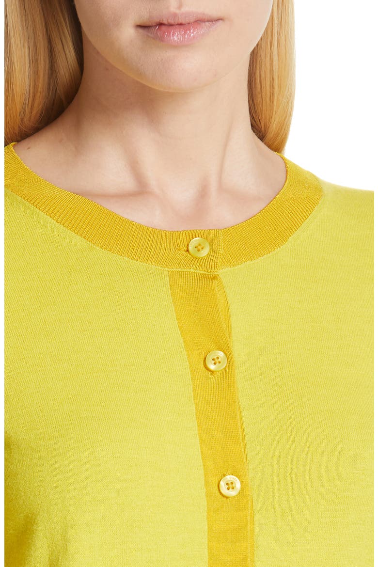 ruffle cardigan, Alternate, color, CHARTREUSE