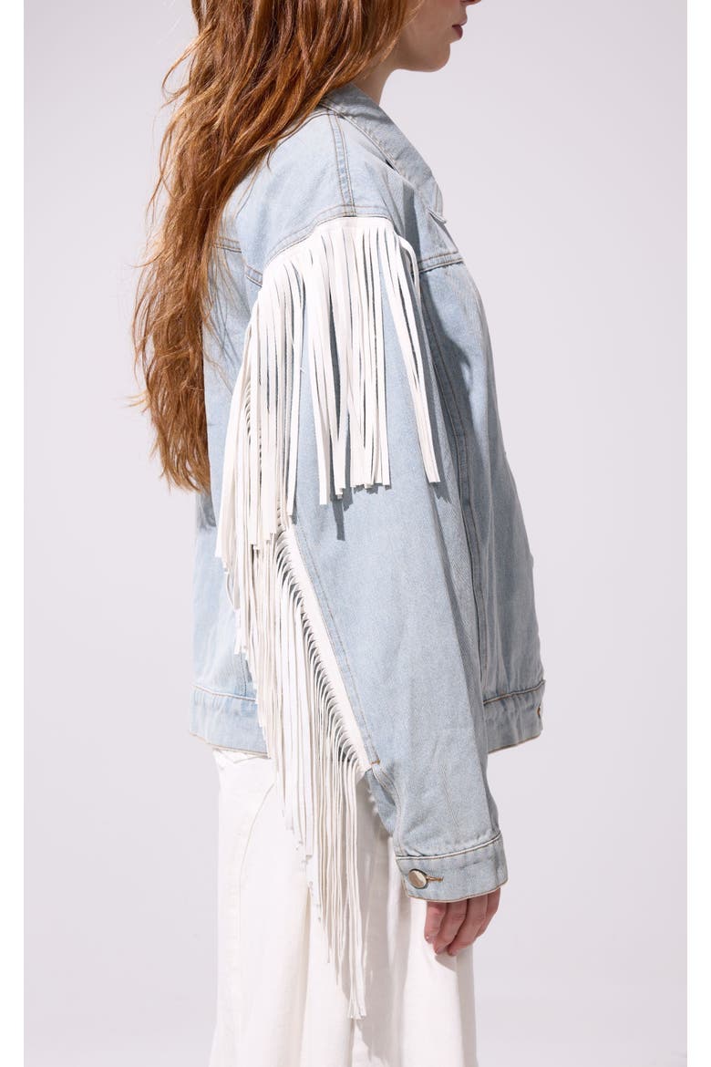 Arla Fringe Jacket, Alternate, color, DENIM