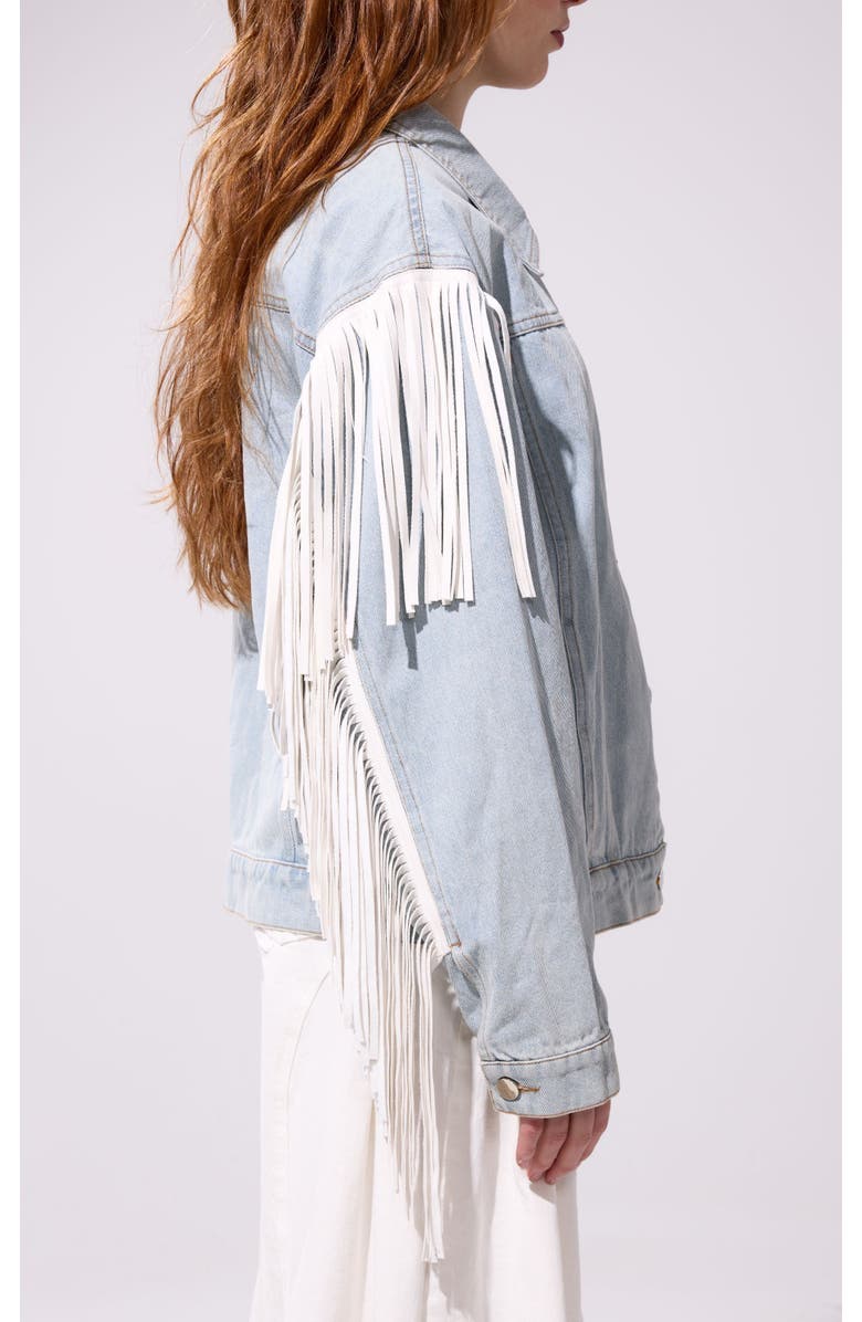 AZALEA WANG Arla Fringe Jacket, Alternate, color, Denim