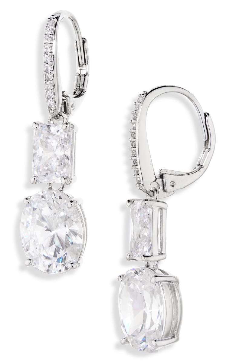 Nadri Cora Cubic Zirconia Double Drop Earrings, Main, color,