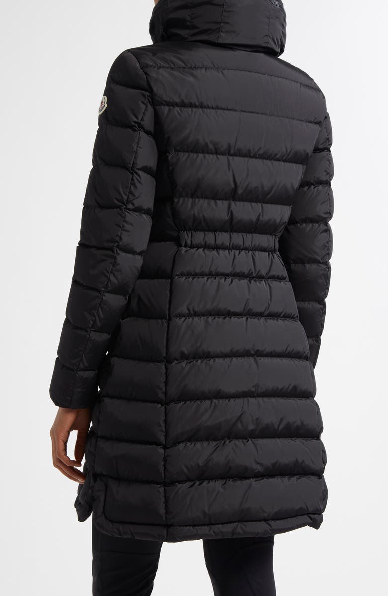 Moncler Flammette Down Coat, Alternate, color, Black/Black