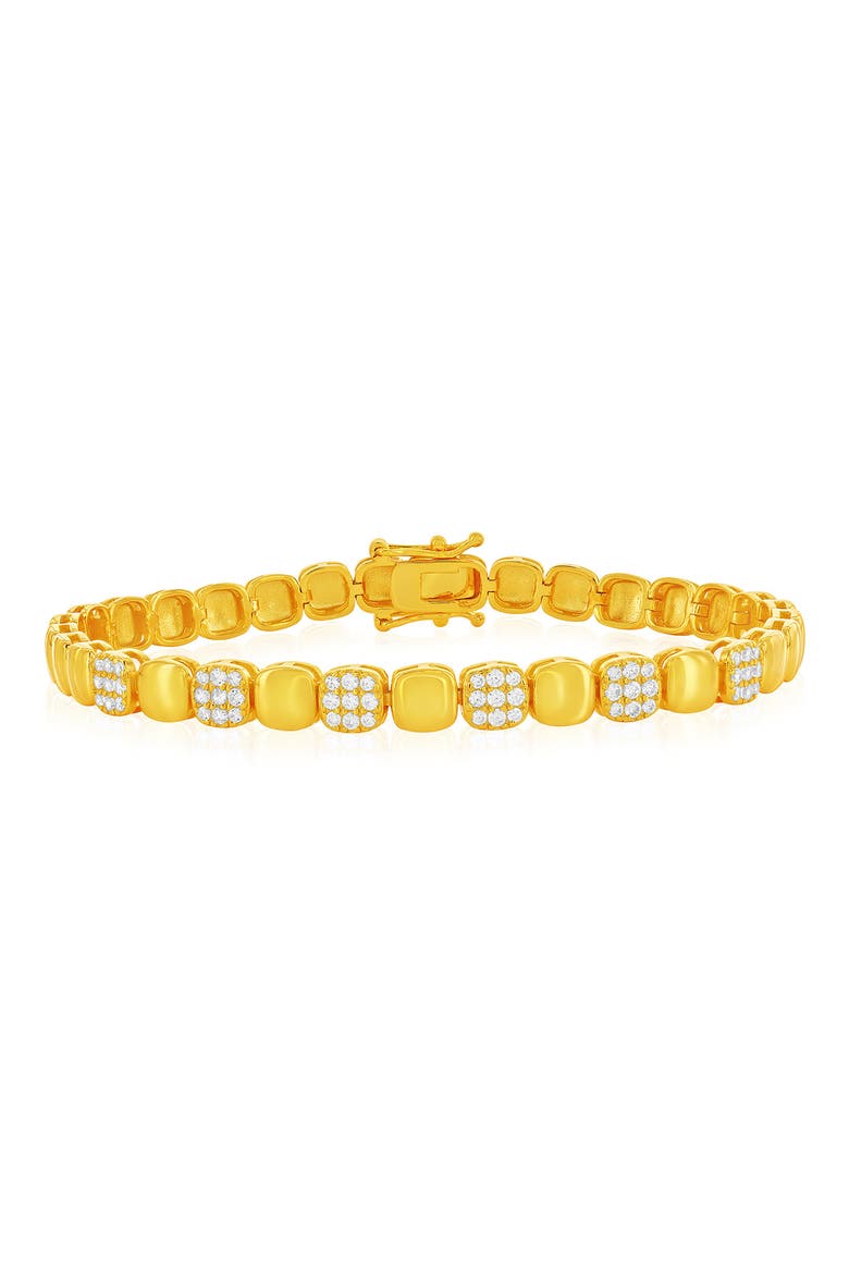 Pavé Cubic Zirconia Square Link Bracelet, Main, color, GOLD