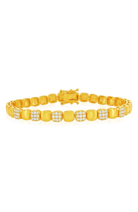 Pavé Cubic Zirconia Square Link Bracelet