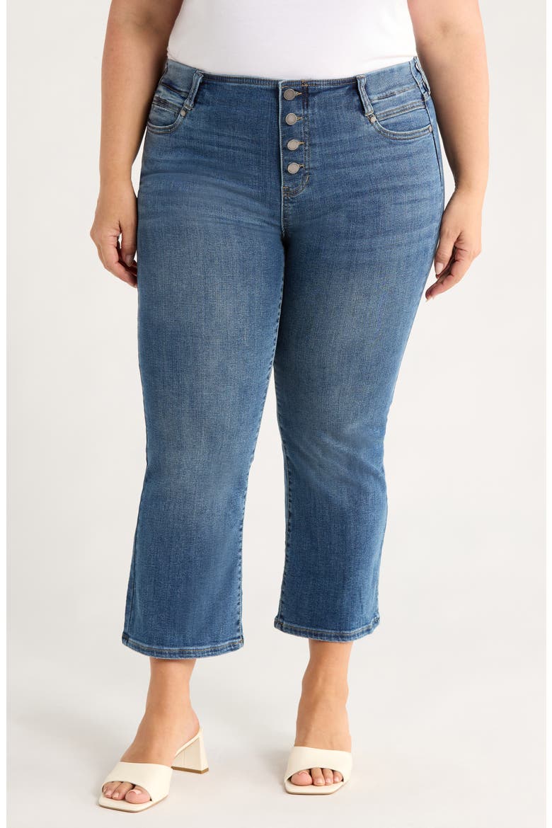 Gia Glider Exposed Button Crop Flare Jeans, Main, color, NEOLA