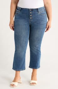 Liverpool Los Angeles Gia Glider Exposed Button Crop Flare Jeans