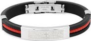 STEELTIME Men's Stainless Steel Lord's Prayer Rubber Strap Bracelet
