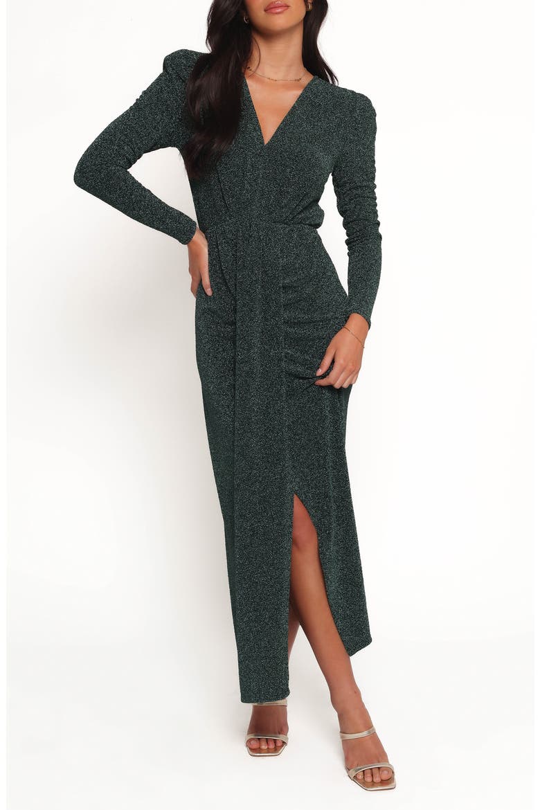 Grayson Long Sleeve Ruched Maxi Dress, Main, color, EMERALD
