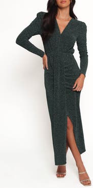 Petal & Pup Grayson Long Sleeve Ruched Maxi Dress