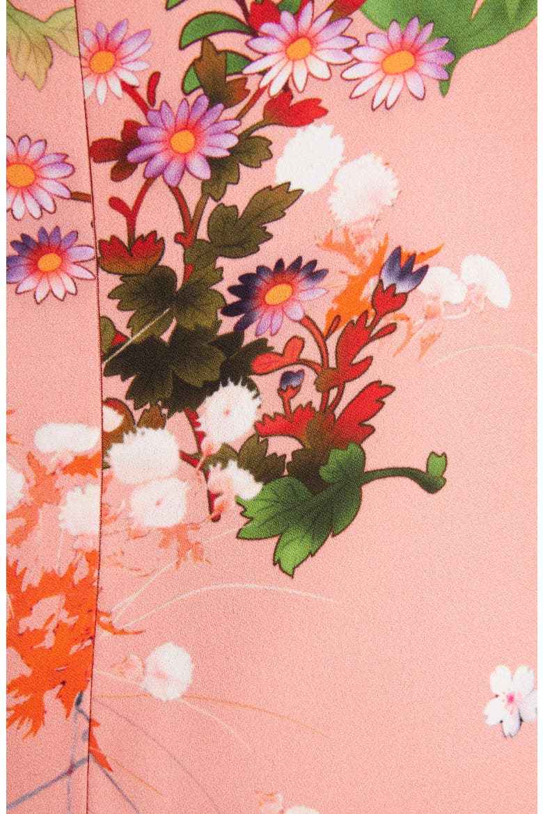 Gathered Neck Floral Print Crepe Dress, Alternate, color, DARK PINK