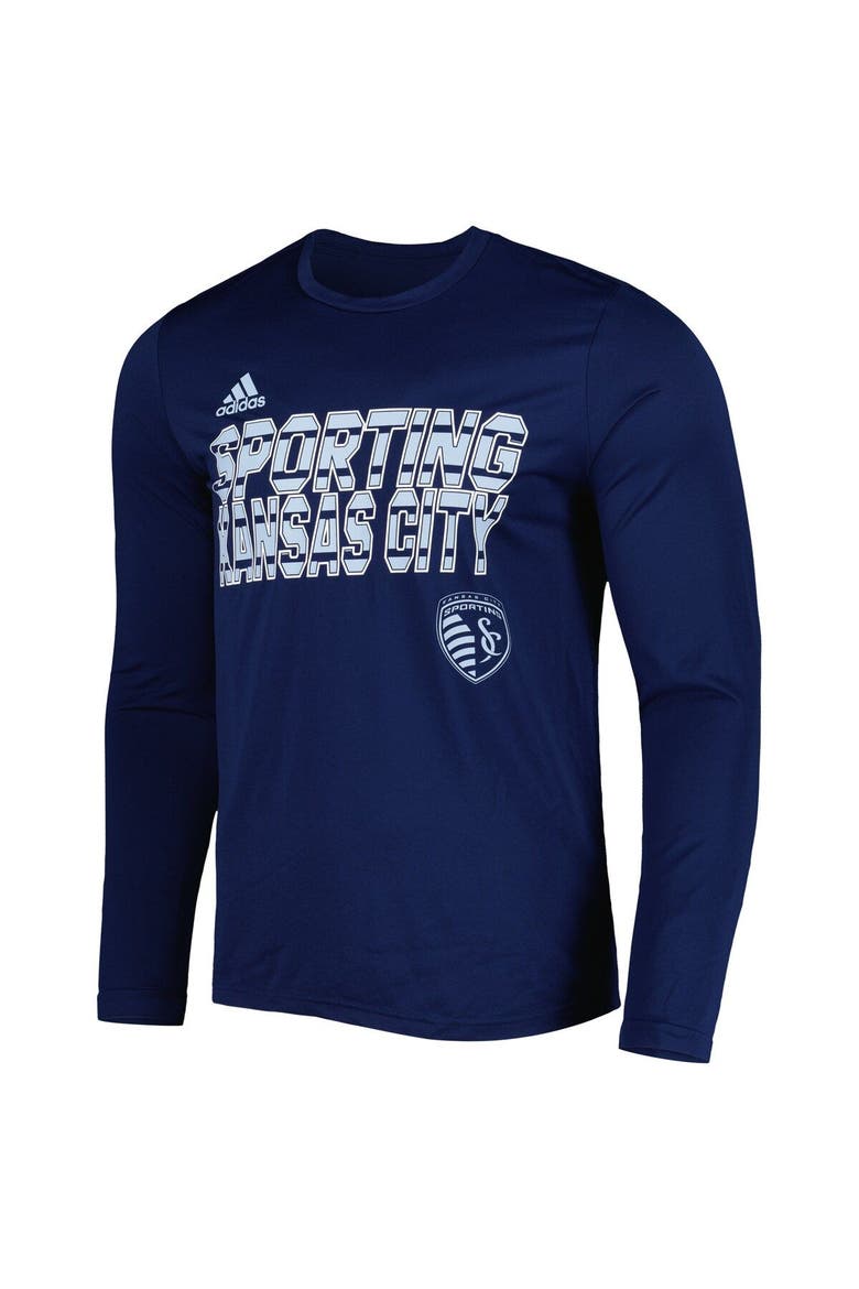 Men's adidas Navy Sporting Kansas City Jersey Hook AEROREADY Long Sleeve T-Shirt, Alternate, color, Navy