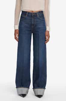 FRAME The Cuffed Wide Leg Jeans