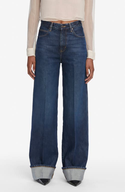 Frame The Cuffed Wide High-rise Wide-leg Jeans In Blue