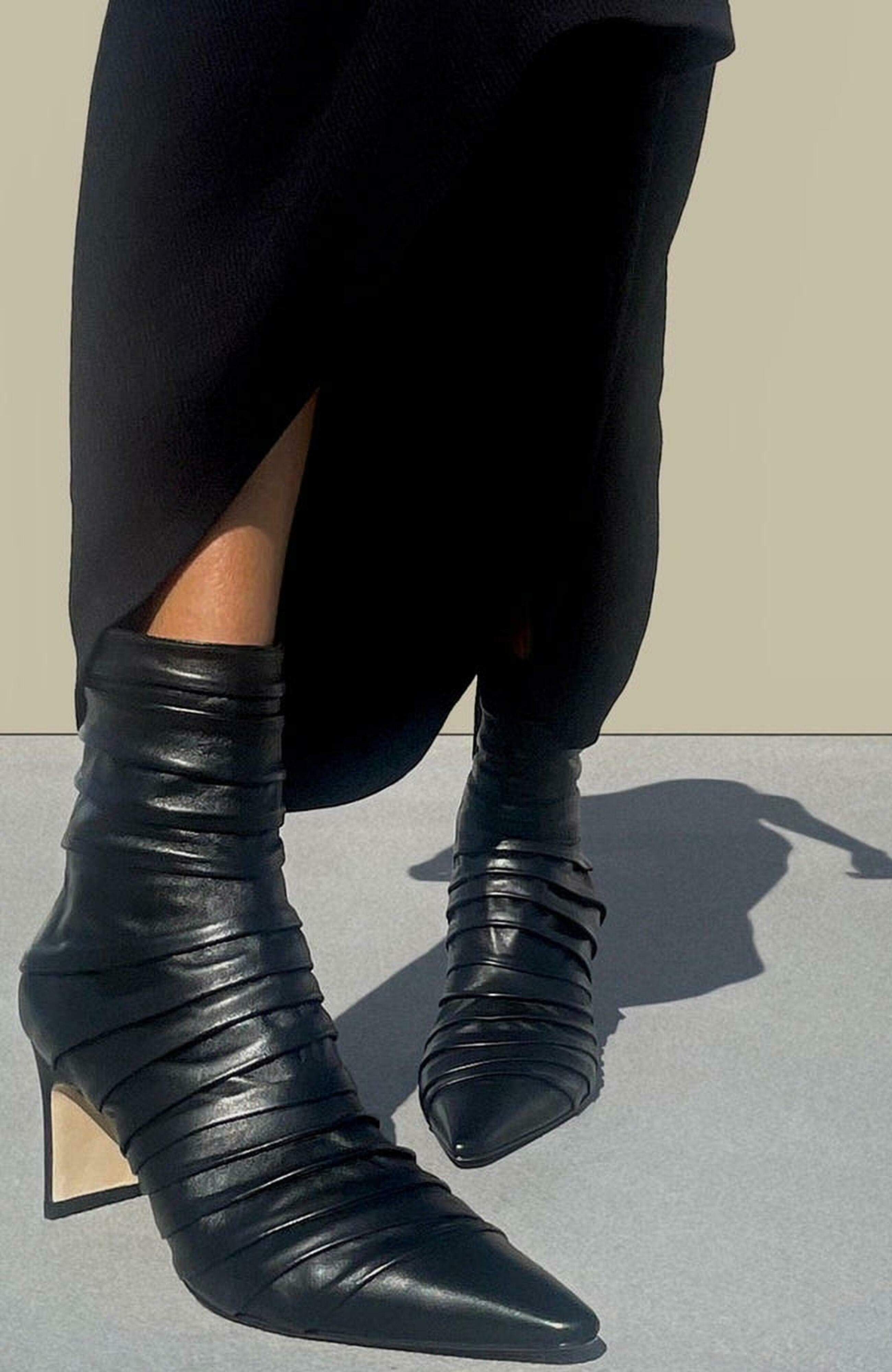 Neil J. Rodgers Plisse Ankle Boot, Alternate, color, Black Nappa