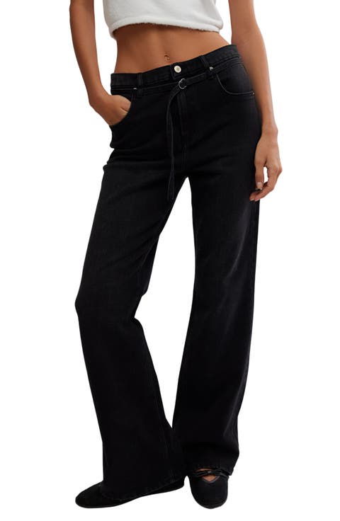 Sabine Belted Slim Bootcut Jeans (Smokeshow)
