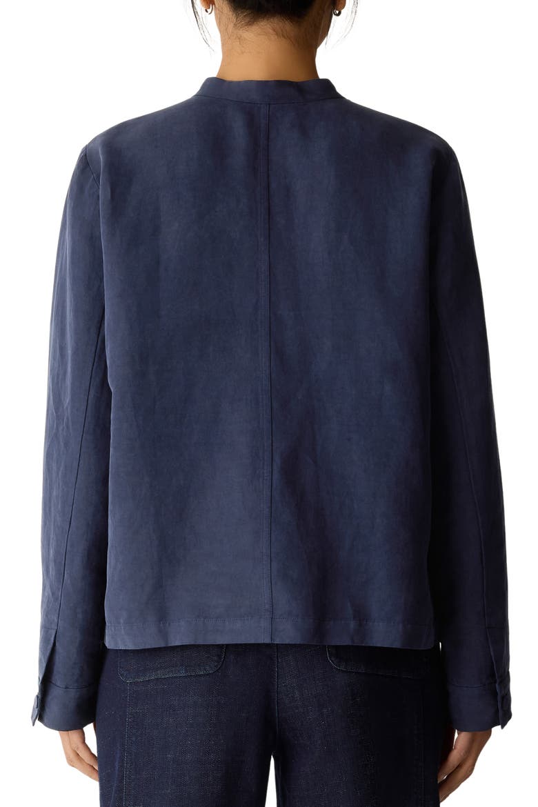 Mandarin Collar Organic Linen & Silk Twill Jacket, Alternate, color, INK