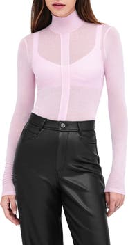 Marcella Amsterdam Sheer Jersey Turtleneck Top