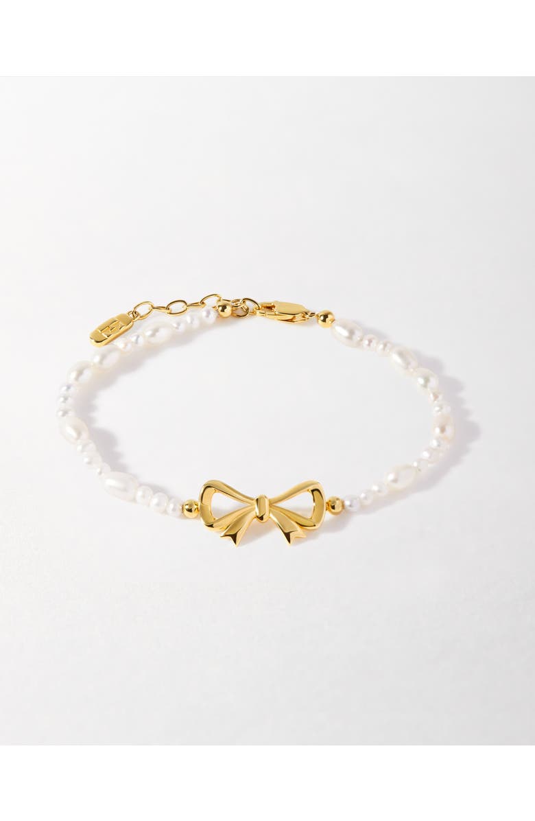 Edge of Ember Bow Pearl Bracelet, Main, color, Pearl