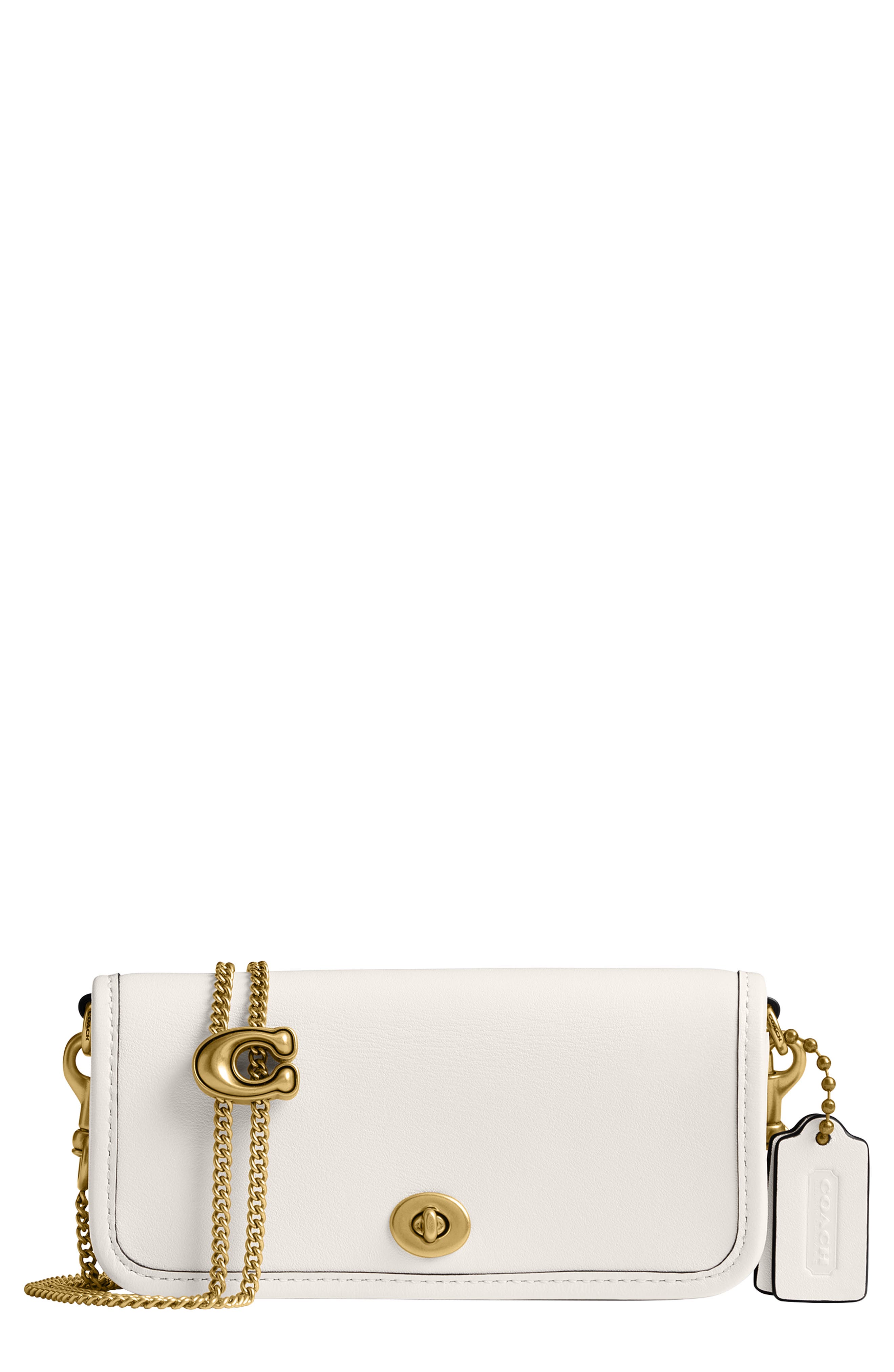 Dinky 14 Leather Crossbody Bag, Main, color, CHALK