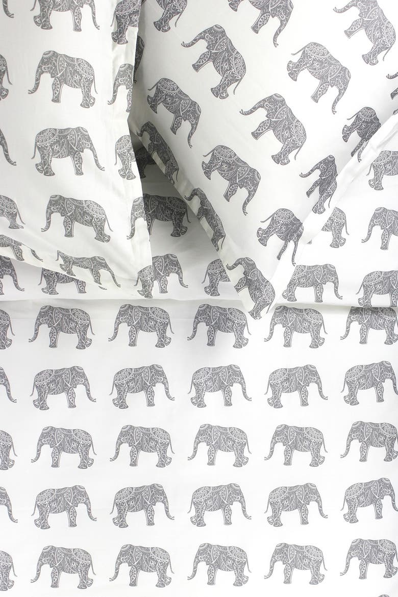 Elephants 400 Thread Count Cotton Duvet Set, Alternate, color, GREY