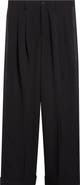 Dolce&Gabbana Pleated Wool & Silk Blend Gabardine Wide Leg Tuxedo Trousers