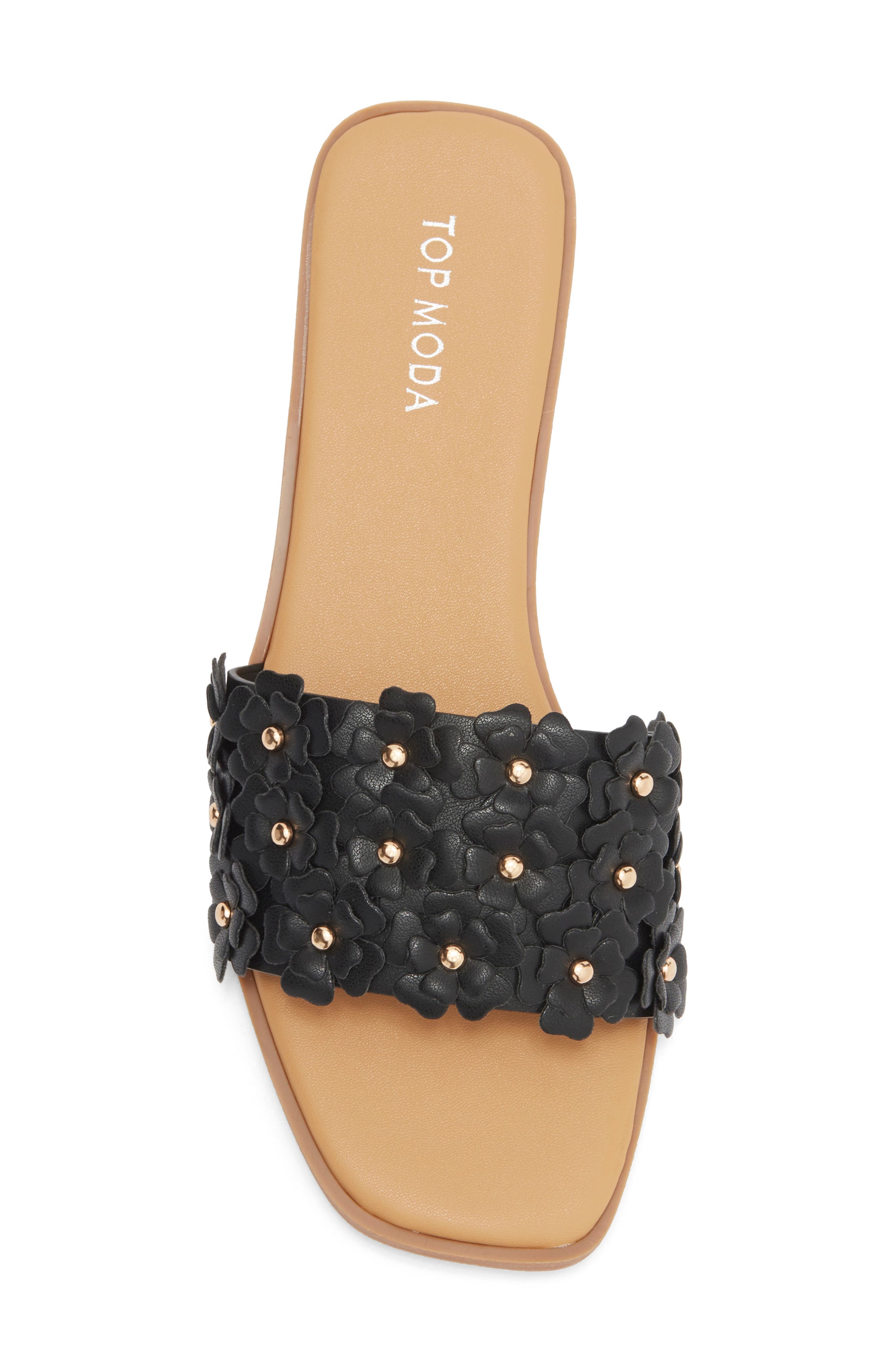 TOP MODA Autumn Slide Sandal, Alternate, color, Black Pu