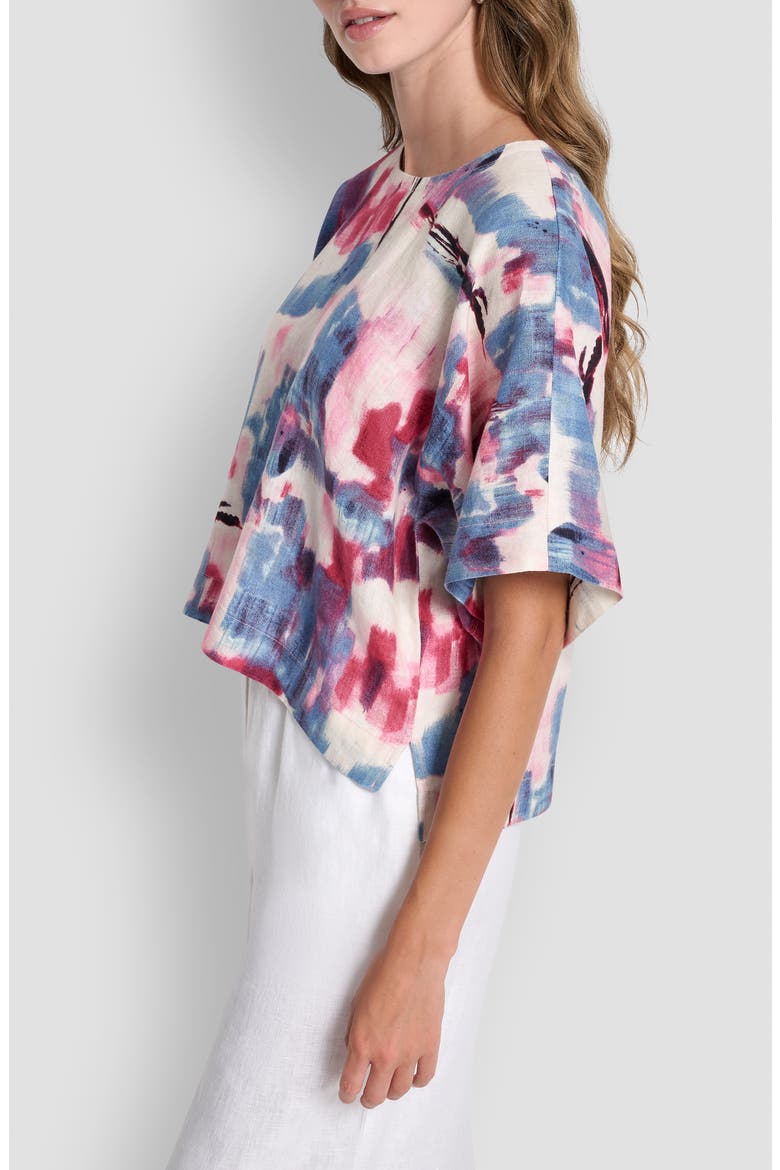 Drop Shoulder Crop Linen Top, Alternate, color, URBAN BLOOM