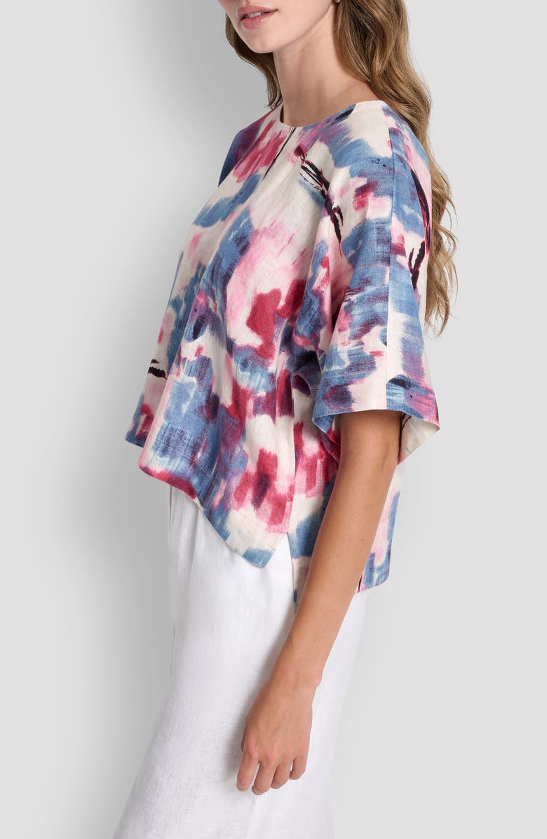 DKNY Drop Shoulder Crop Linen Top, Alternate, color, Urban Bloom